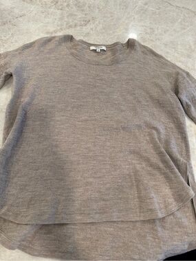 Madewell Taupe Crewneck Layered-Hem Sweater